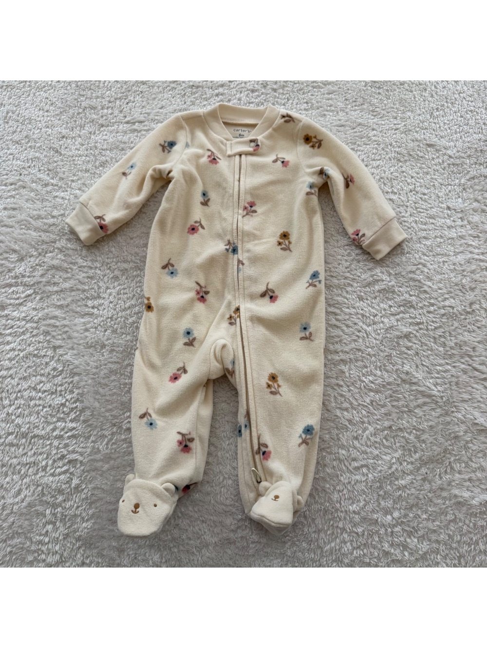 6m Fleece Floral Zip Footie